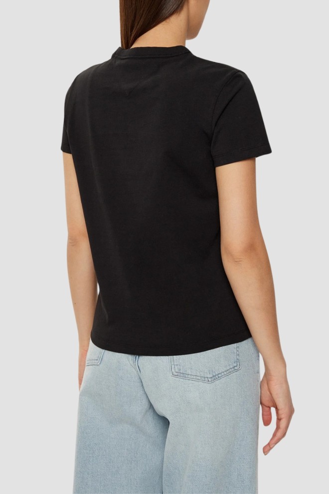 TOMMY JEANS Black women's t-shirt with small logo