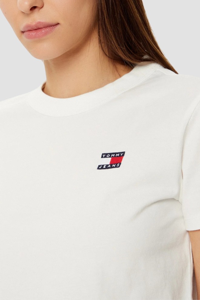 TOMMY JEANS Tricou bej pentru femei cu logo mic