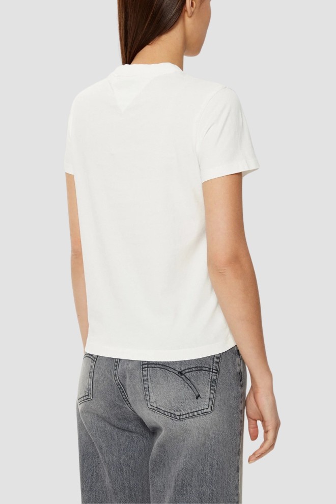 TOMMY JEANS Tricou bej pentru femei cu logo mic