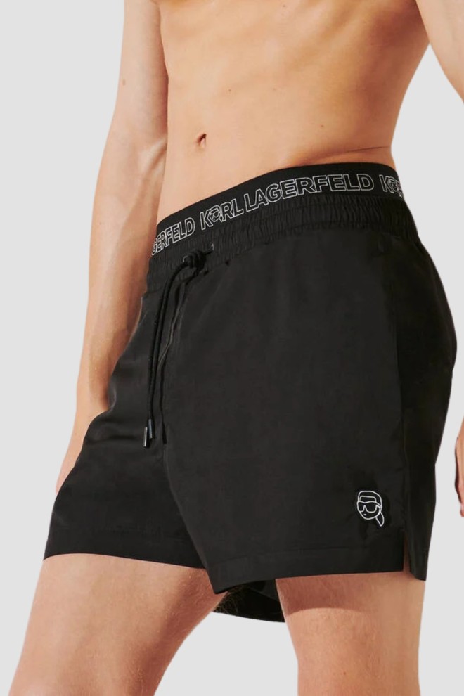 Pantaloni de baie Ikon negri KARL LAGERFELD pentru bărbați