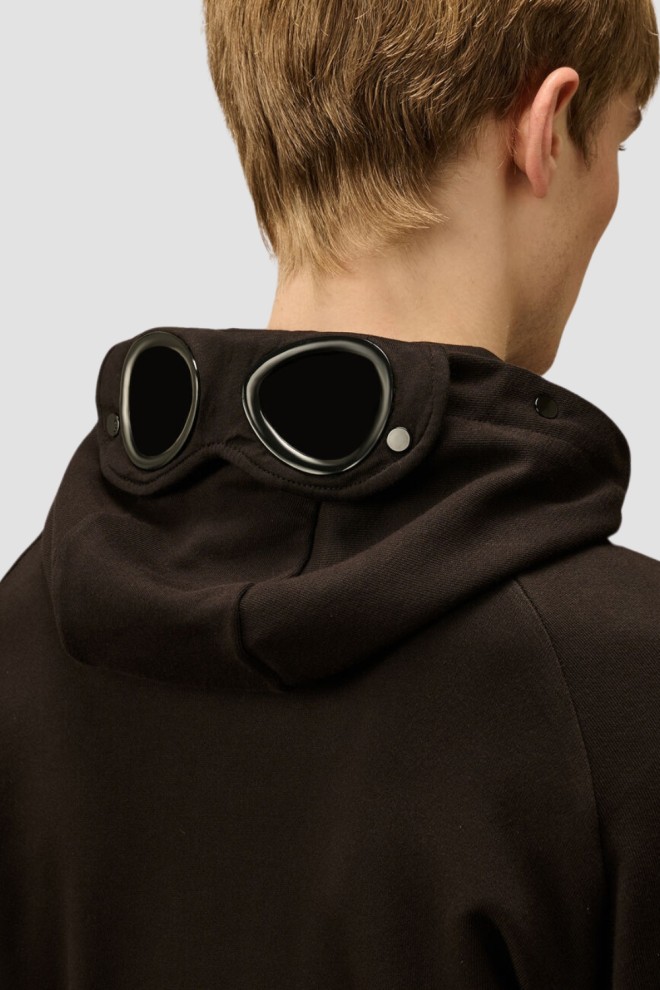 C.P. COMPANY Black Men's Hooded Open Sweatshirt