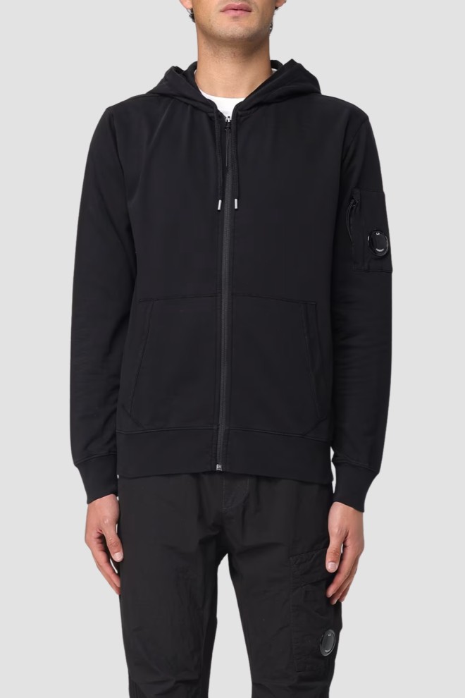C.P. COMPANY Black Men's Hooded Open Sweatshirt