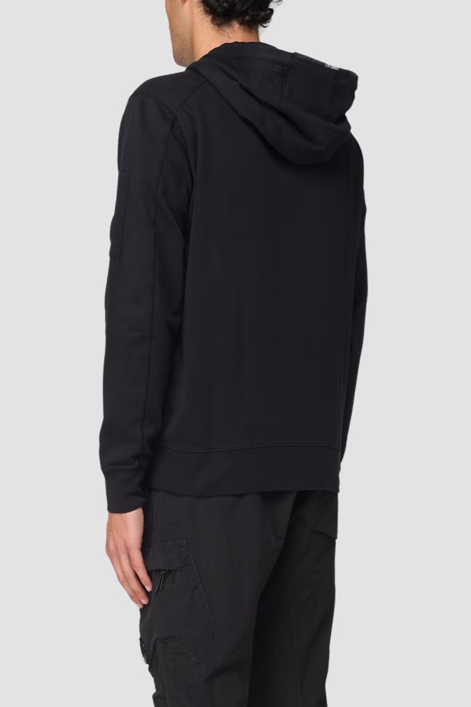 C.P. COMPANY Black Men's Hooded Open Sweatshirt