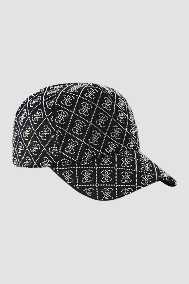 Жіноча кепка GUESS Чорна з цирконами