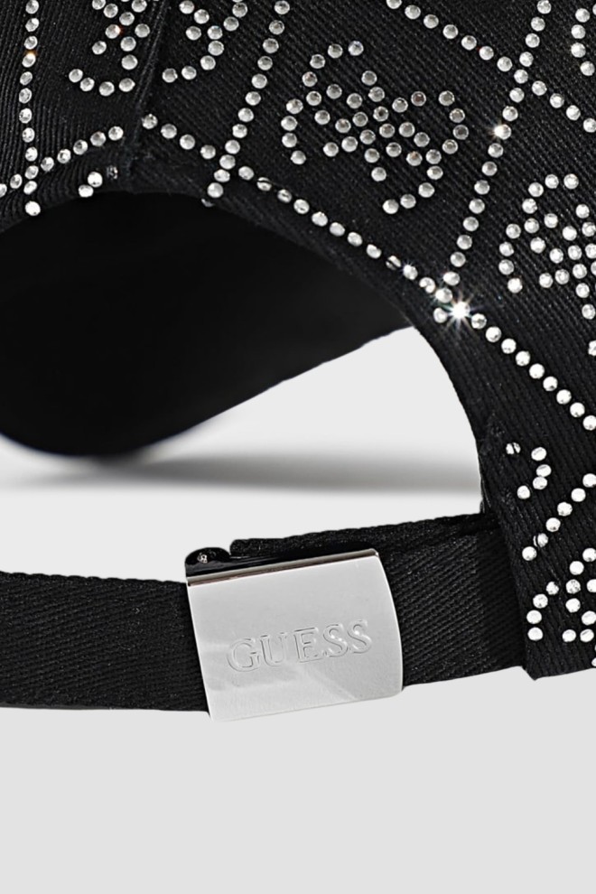 Жіноча кепка GUESS Чорна з цирконами