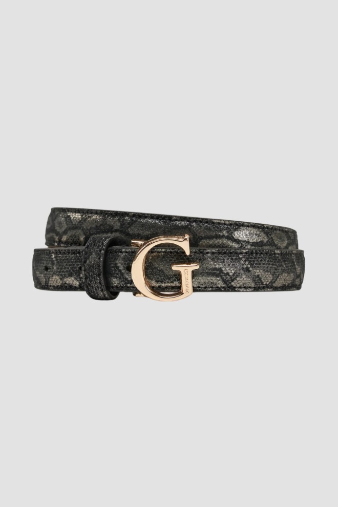 GUESS Czarny damski pasek z printem węża Adj Belt H30
