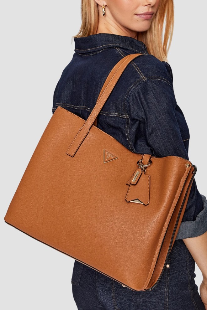 GUESS Brown Meridian Girlfriend women's shopper bag