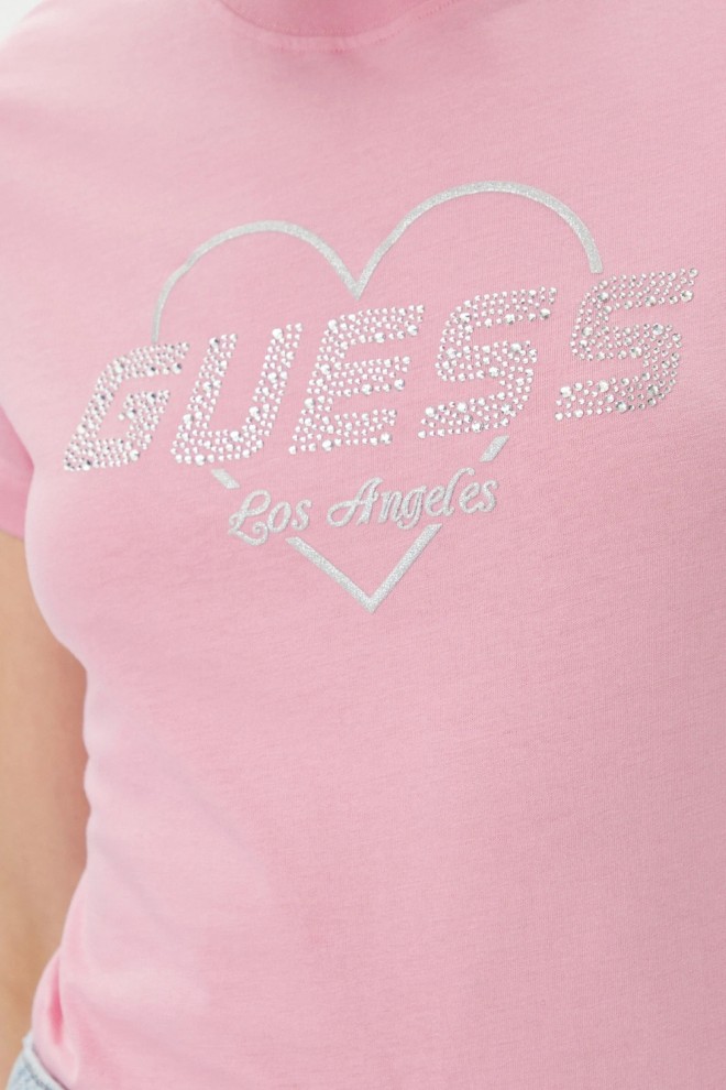 GUESS Różowy damski t-shirt Narciso