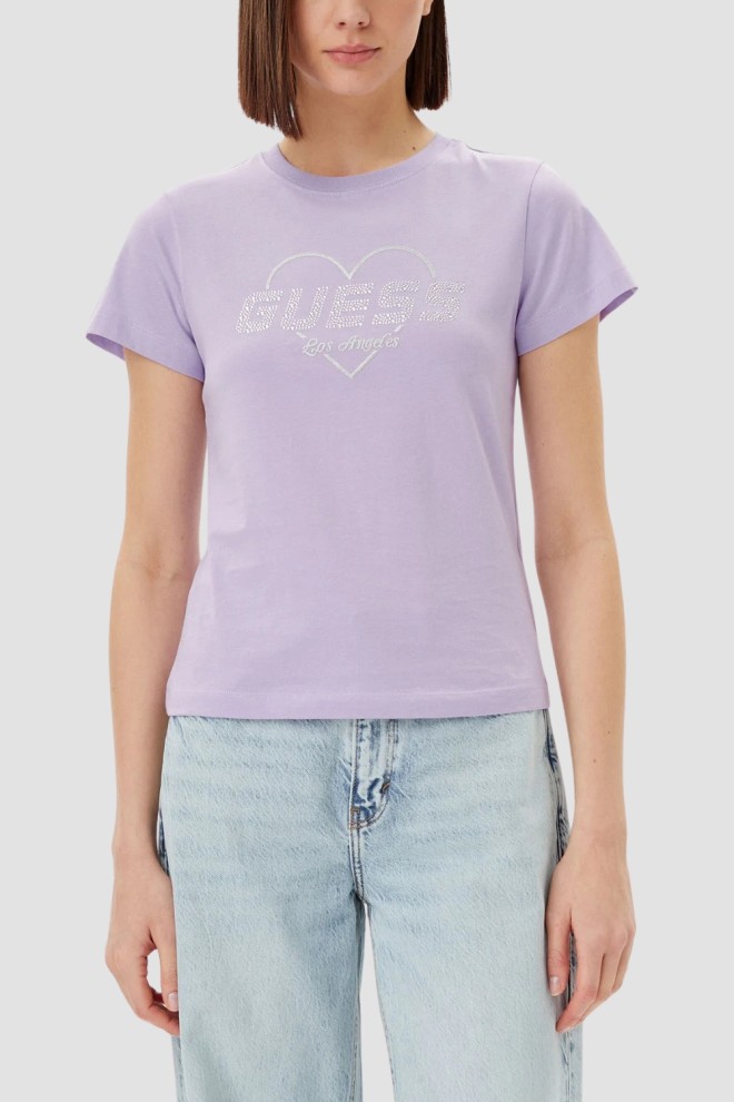 Tricoul din bumbac Narciso pentru femei GUESS Lavender