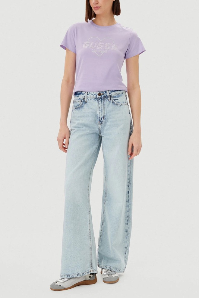 Tricoul din bumbac Narciso pentru femei GUESS Lavender