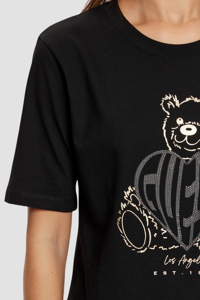 GUESS Czarny t-shirt damski Bear Boxy