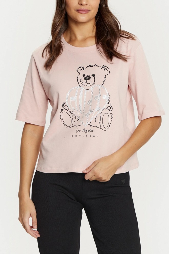 Tricoul Bear Boxy GUESS Pink pentru femei