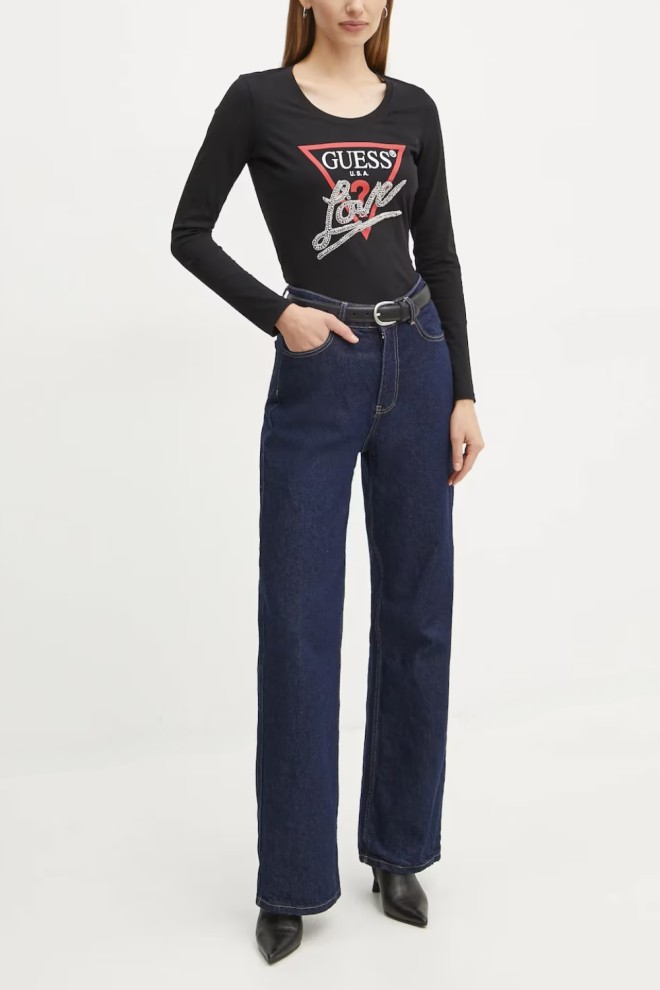 GUESS Black Women's Longsleeve Love Tee