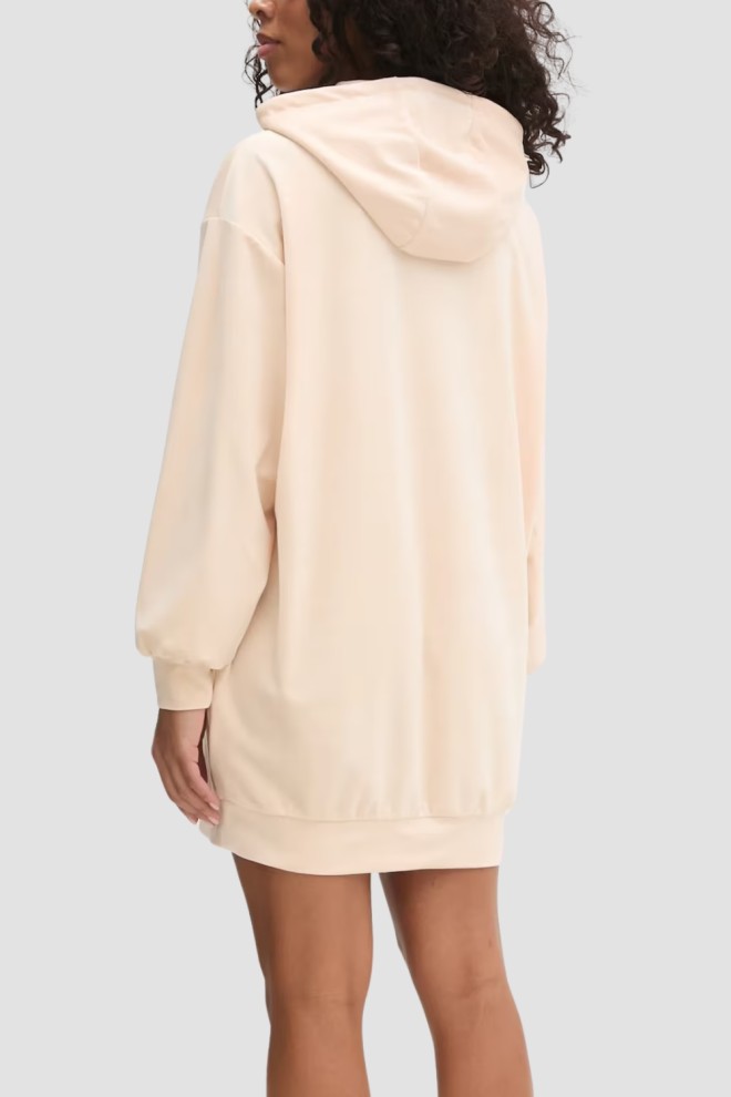 Hanorac lung GUESS Couture din catifea bej pentru femei