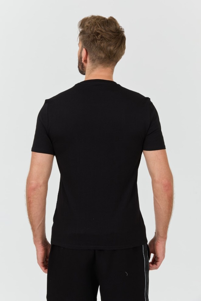 GUESS Tricou negru din bumbac cu logo mare pentru bărbați Clsc Tri Logo