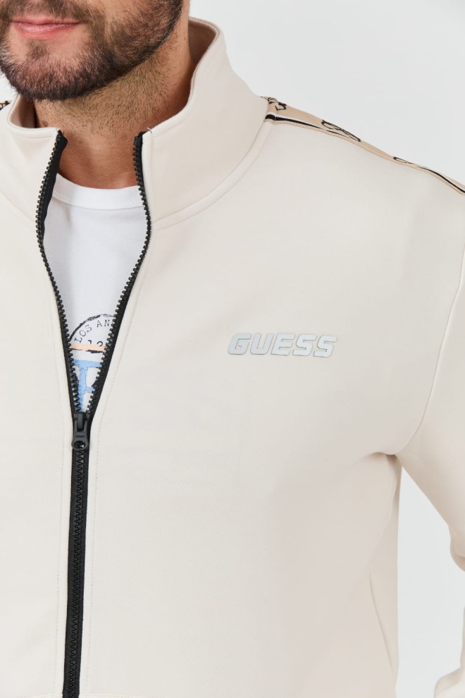 Hanorac cu fermoar complet Mickey pentru bărbați GUESS bej