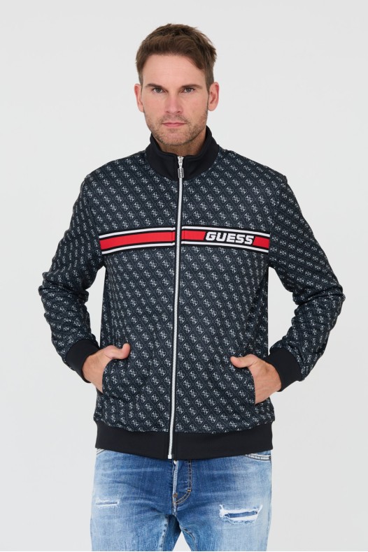 GUESS Hanorac negru cu logo...