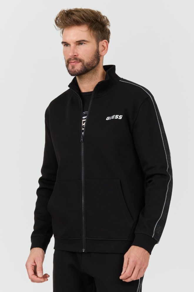 GUESS Tricou negru cu fermoar complet Mickey pentru bărbați