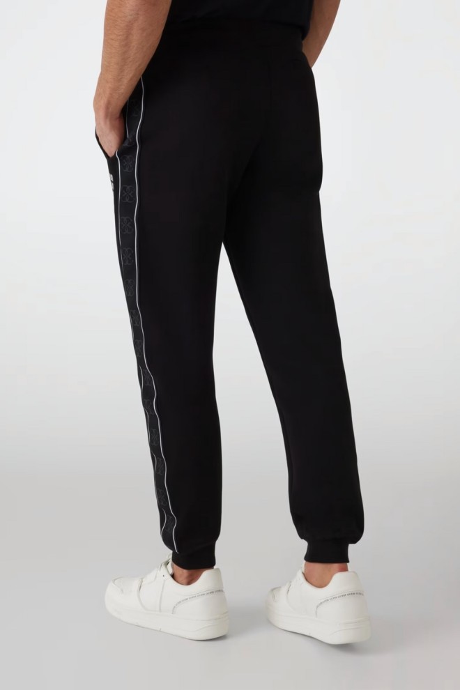 GUESS Pantaloni de trening negri cu dungi Mickey pentru bărbați