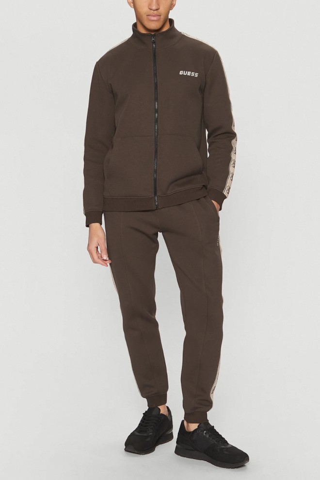 Pantaloni de trening pentru bărbați GUESS Brown cu dungi Mickey