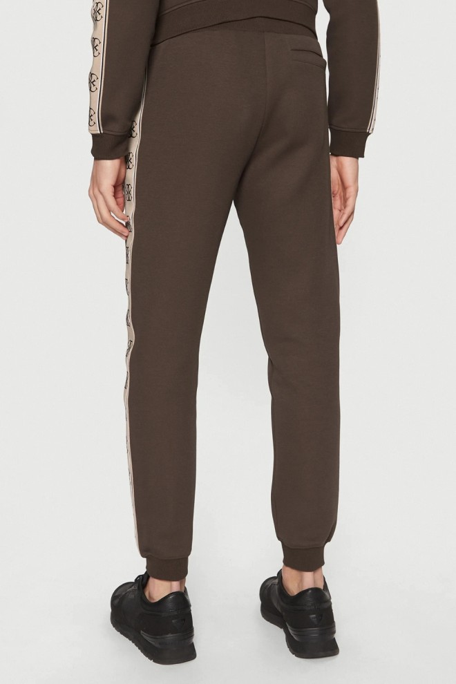 Pantaloni de trening pentru bărbați GUESS Brown cu dungi Mickey