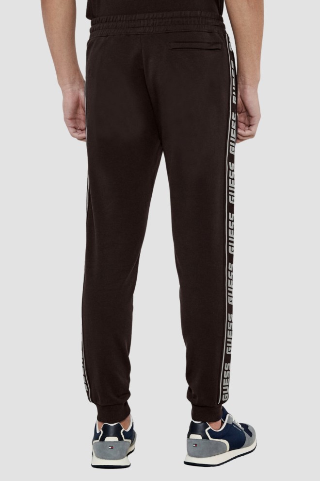 GUESS Brown men's sweatpants with New Arlo stripes