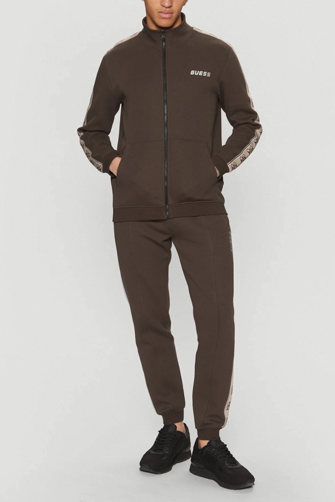 GUESS Brown men's unbuttoned sweatshirt with Mickey stripes