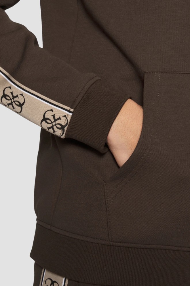 GUESS Brown men's unbuttoned sweatshirt with Mickey stripes