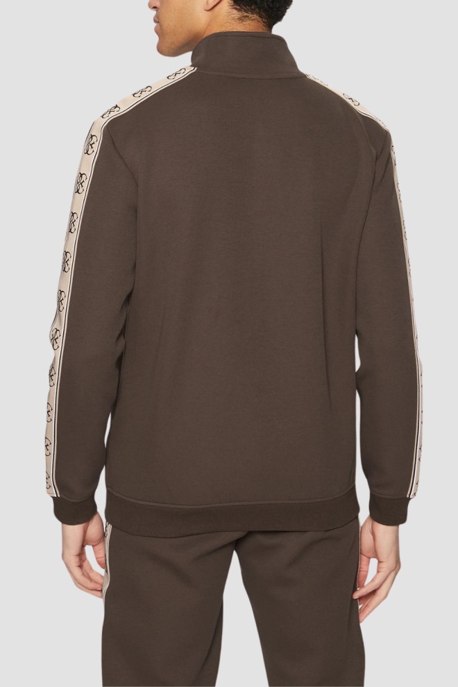 GUESS Brown men's unbuttoned sweatshirt with Mickey stripes