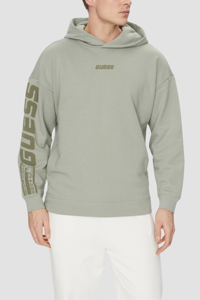 GUESS Zielona bluza męska Dalim Over z kapturem