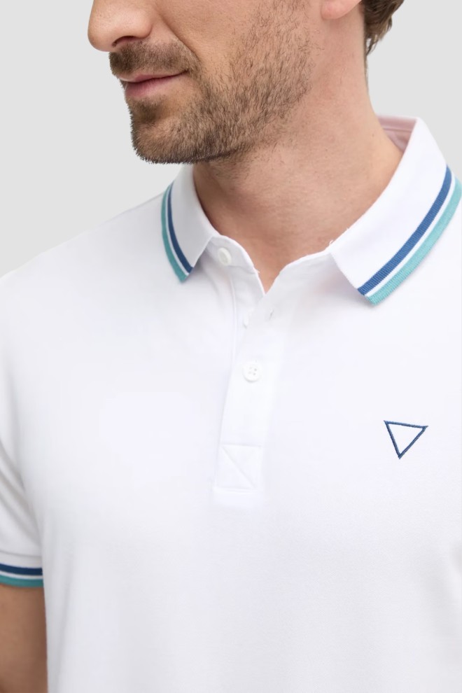 GUESS Polo Pique alb pentru bărbați