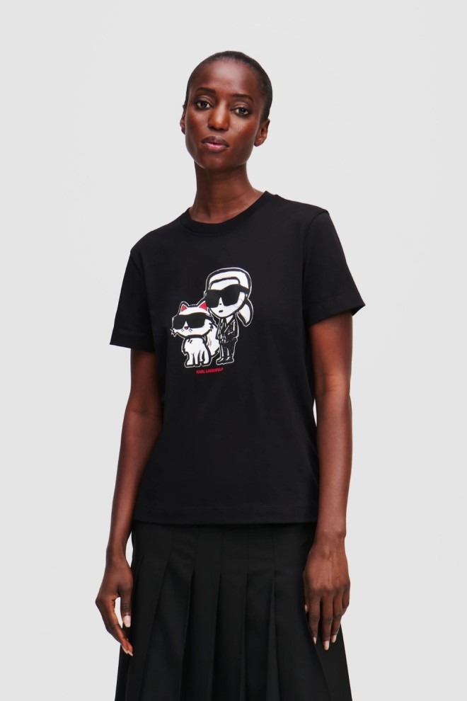 KARL LAGERFELD Black women's Ikon Sketch Duo t-shirt