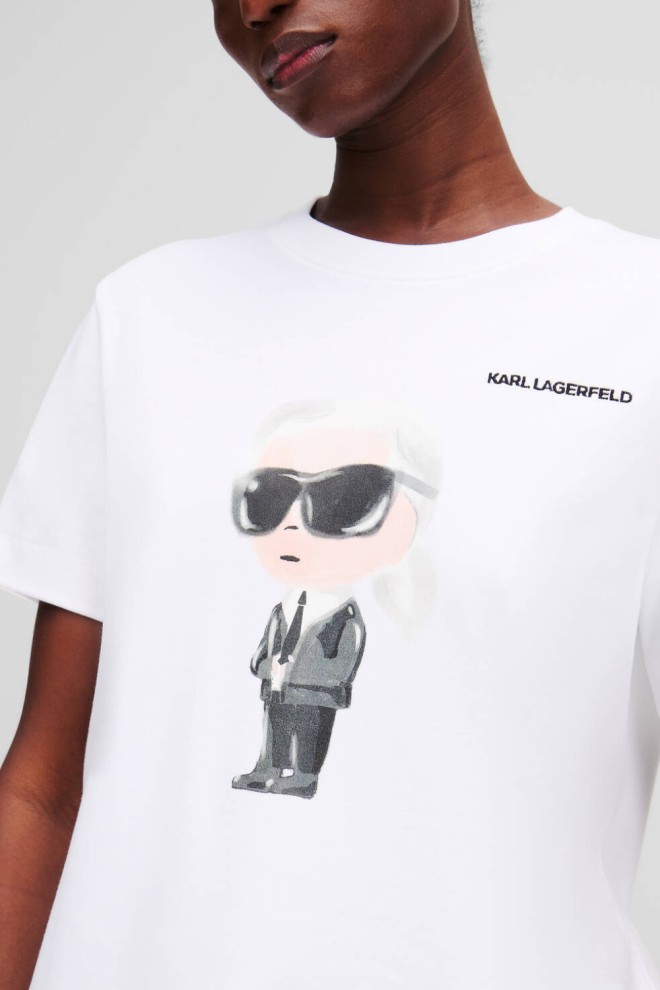 KARL LAGERFELD Біла жіноча футболка Ikon Aquarelle K