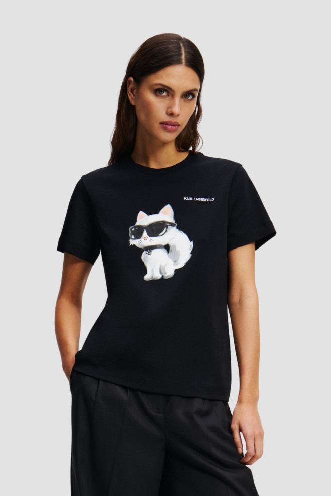 KARL LAGERFELD Black women's t-shirt Ikon Aquarelle K