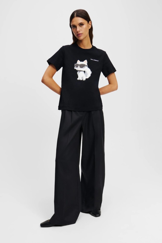 KARL LAGERFELD Black women's t-shirt Ikon Aquarelle K