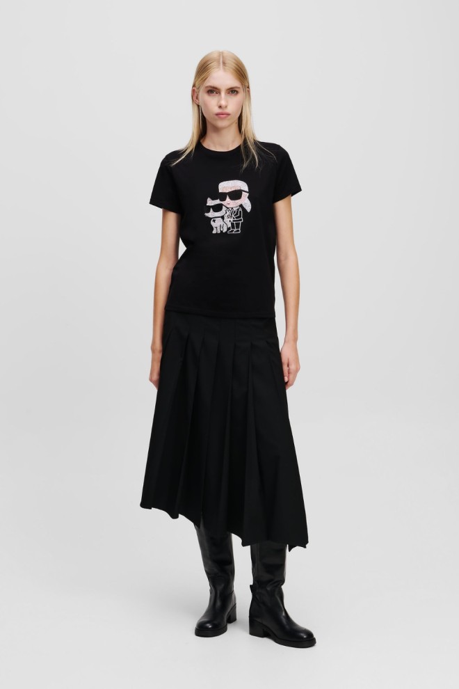 KARL LAGERFELD Tricou negru pentru femei cu zirconii Ikon Duo