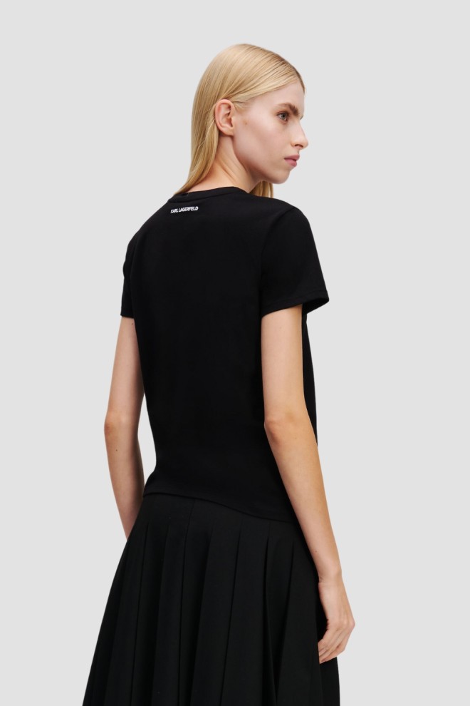 KARL LAGERFELD Сlack women's t-shirt with zircons Ikon Duo