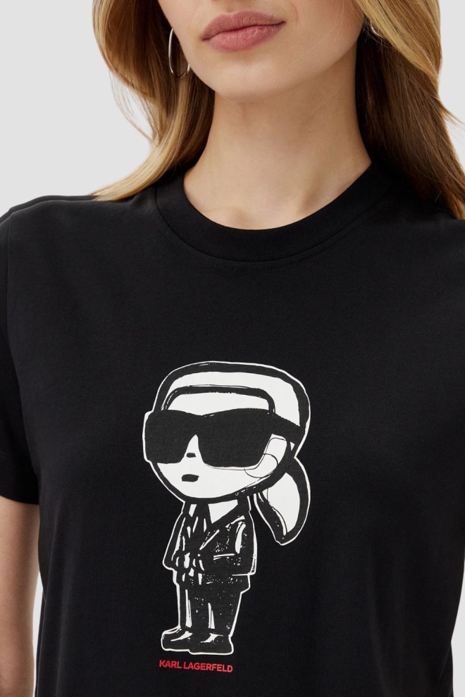 KARL LAGERFELD Black women's Ikon Sketch Karl t-shirt