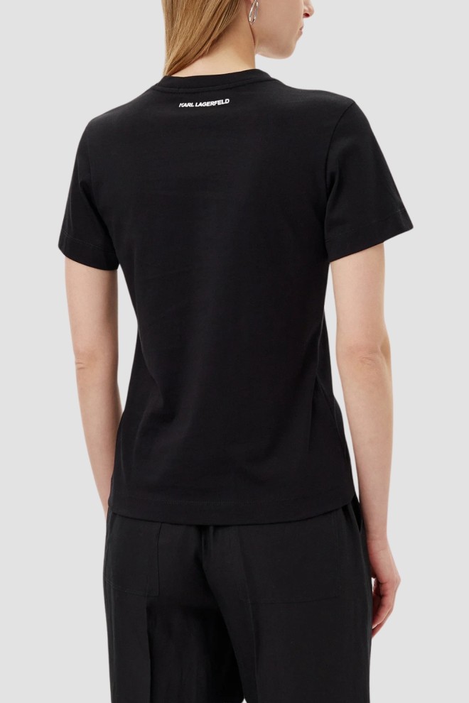 KARL LAGERFELD Tricou negru pentru femei Ikon Sketch Karl
