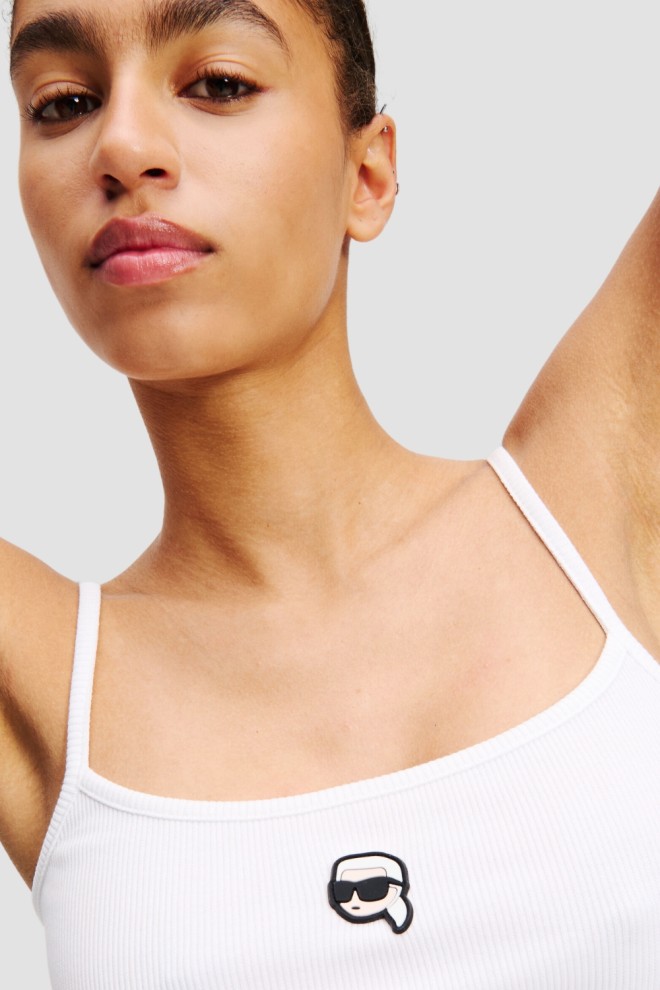 KARL LAGERFELD White Women's Ikon Patch Tank Top