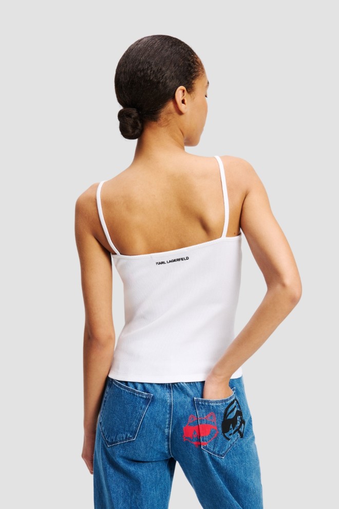 KARL LAGERFELD White Women's Ikon Patch Tank Top