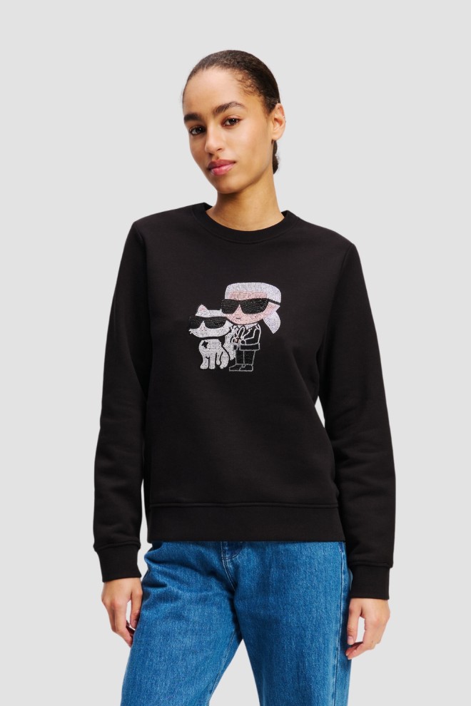 KARL LAGERFELD Tricou negru pentru femei Ikon Rs Duo cu zirconii