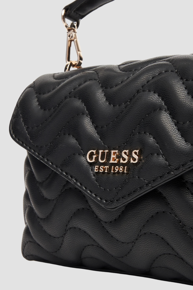 Жіноча стьобана міні-сумка GUESS чорного кольору