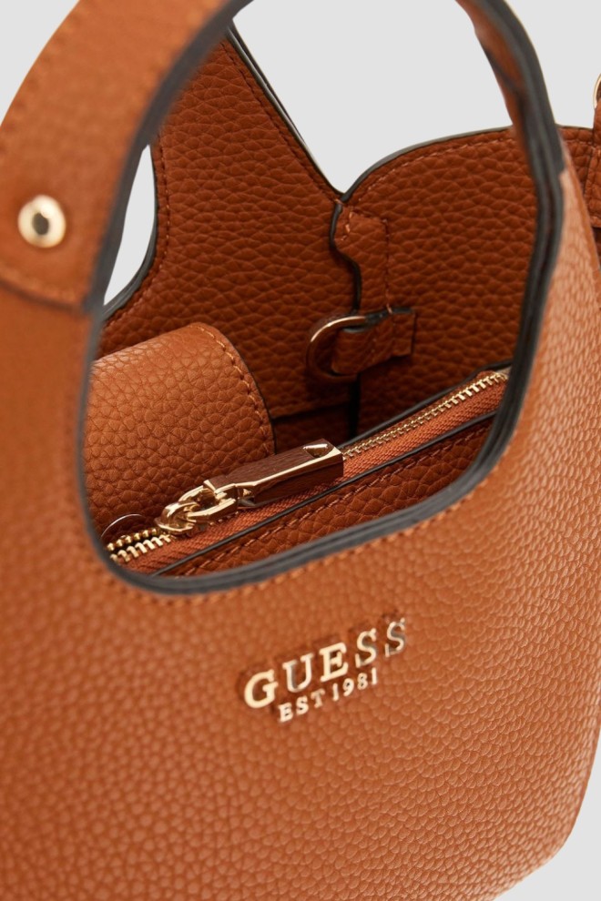 Жіноча міні-сумка GUESS Calista 2-в-1 коричневого кольору