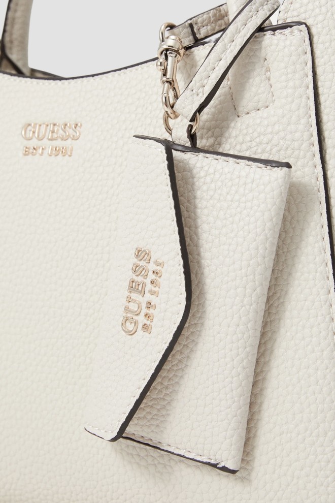 GUESS Biała torebka damska klasyczna SML Girlfriend Satchel