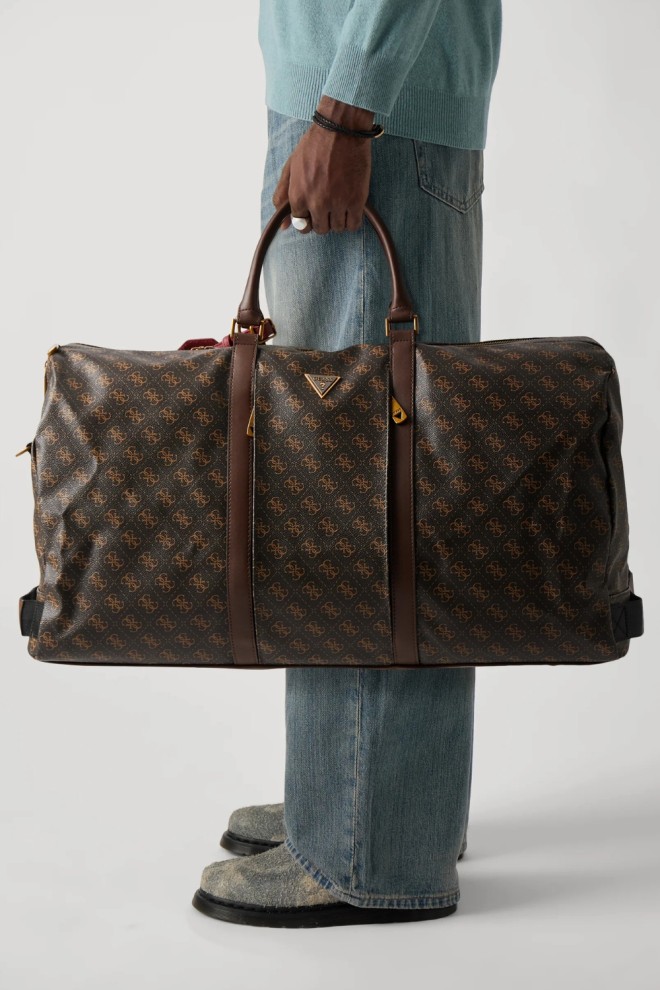 GUESS Brown Men's Logoed Pisa Double Travel Bag