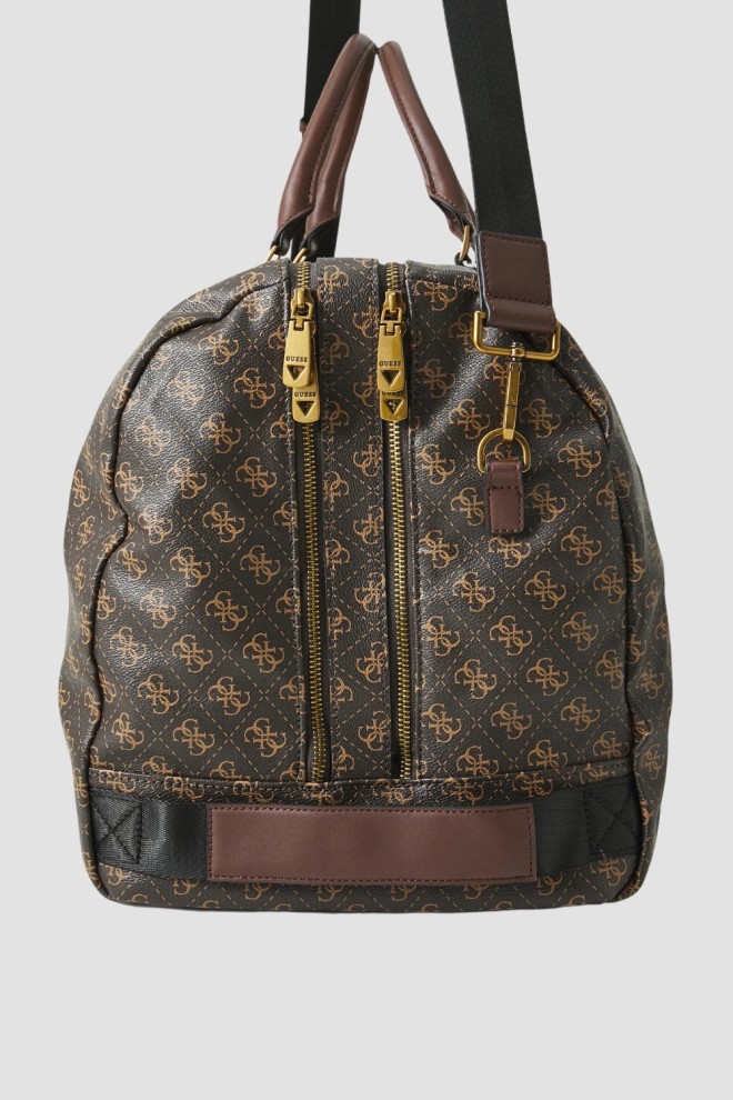Чоловіча дорожня сумка GUESS Brown з логотипом Pisa Double