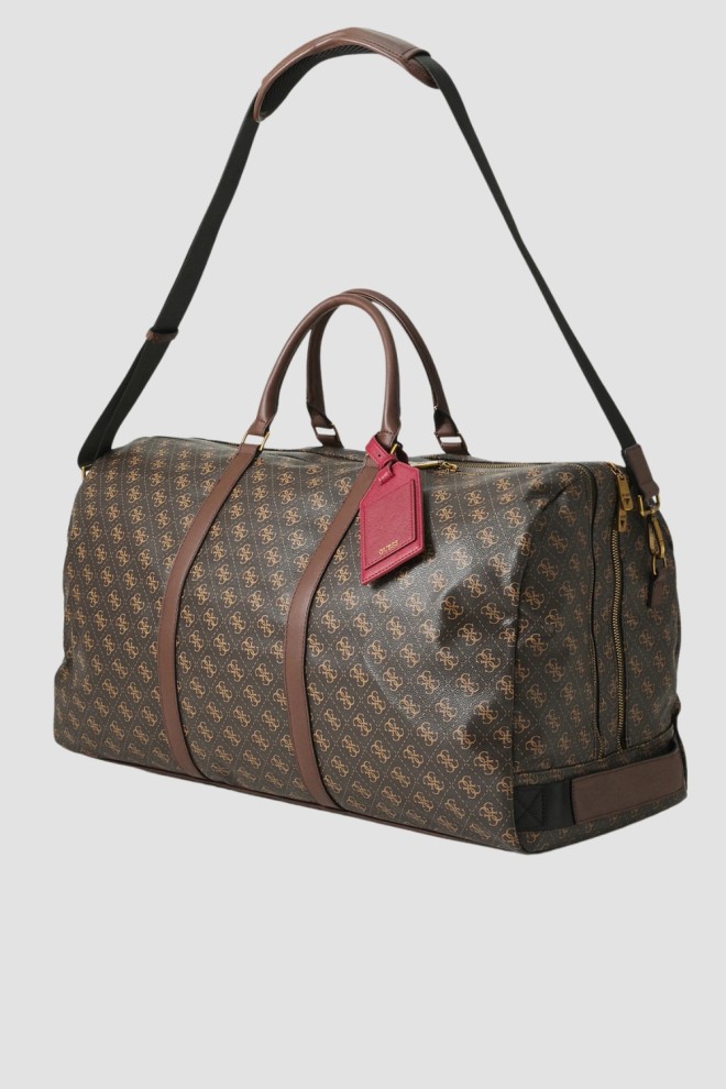 Чоловіча дорожня сумка GUESS Brown з логотипом Pisa Double
