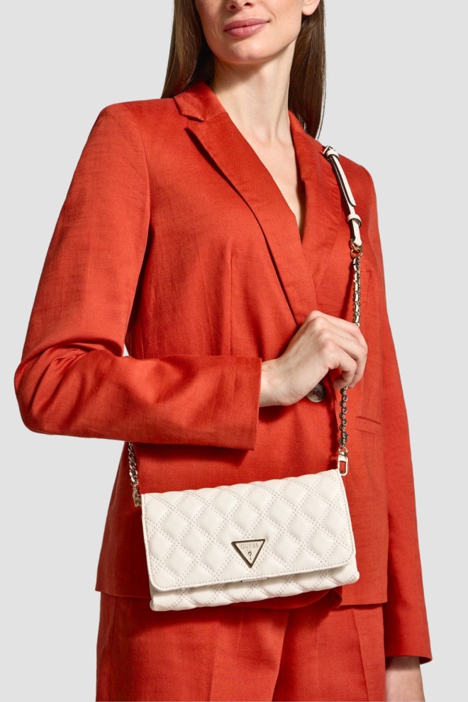 Жіночий гаманець на ланцюжку GUESS Giully II Mini білого кольору
