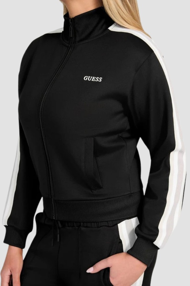 Чорний жіночий світшот GUESS у смужку з деревієм